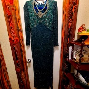 Vintage long beaded evening gown